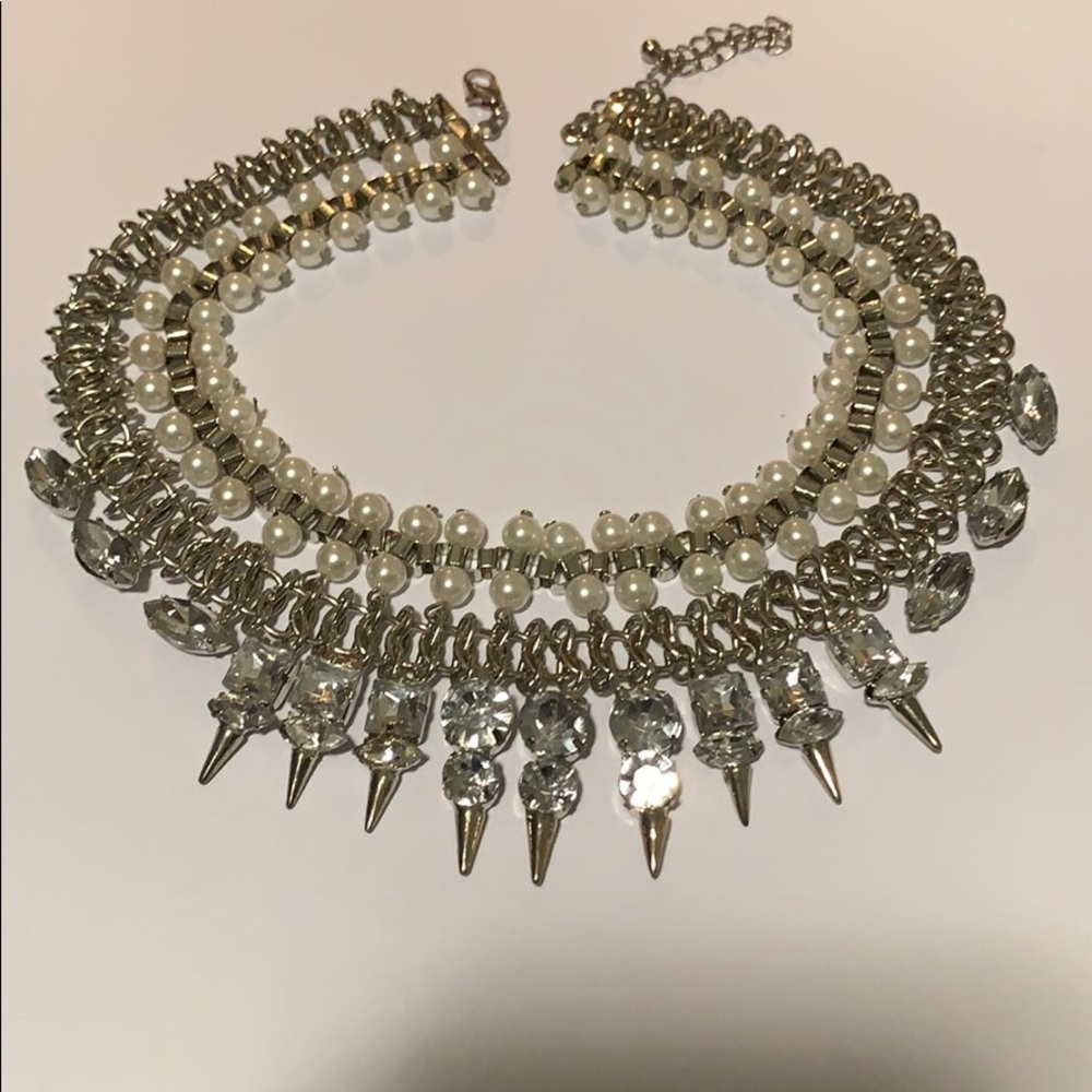 Crystal and pearl statement necklace